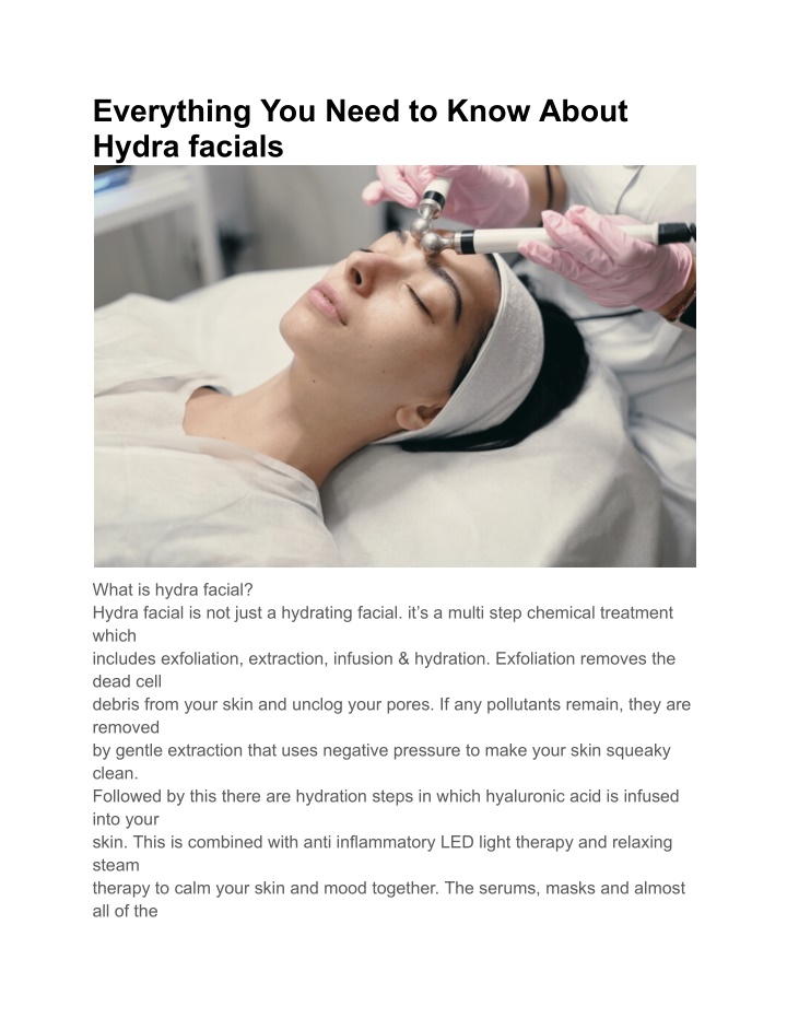 everything you need to know about hydra facials n.w