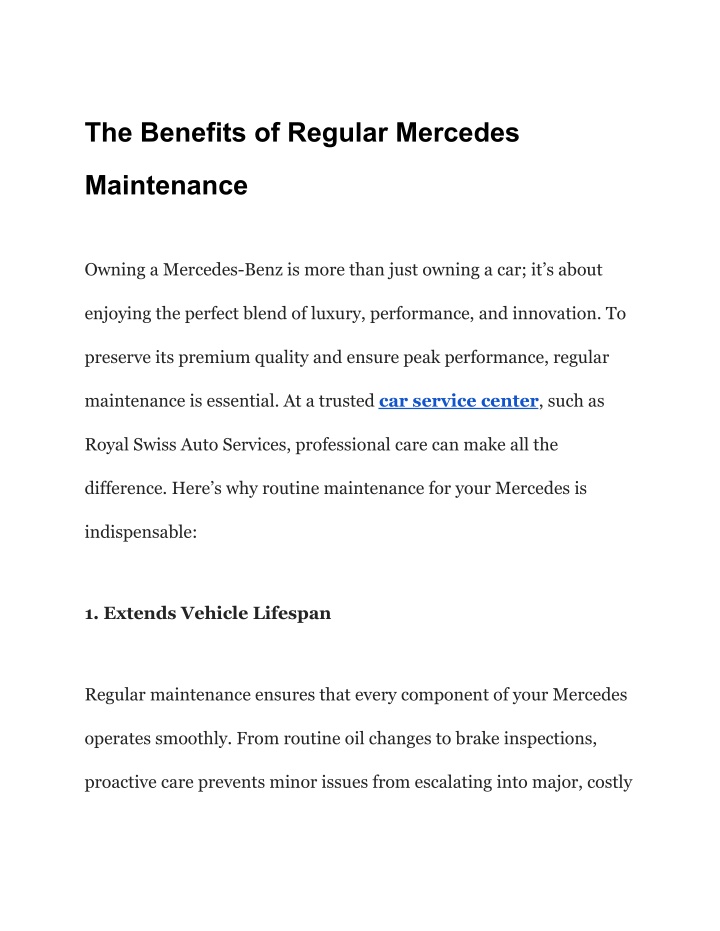 the benefits of regular mercedes n.w