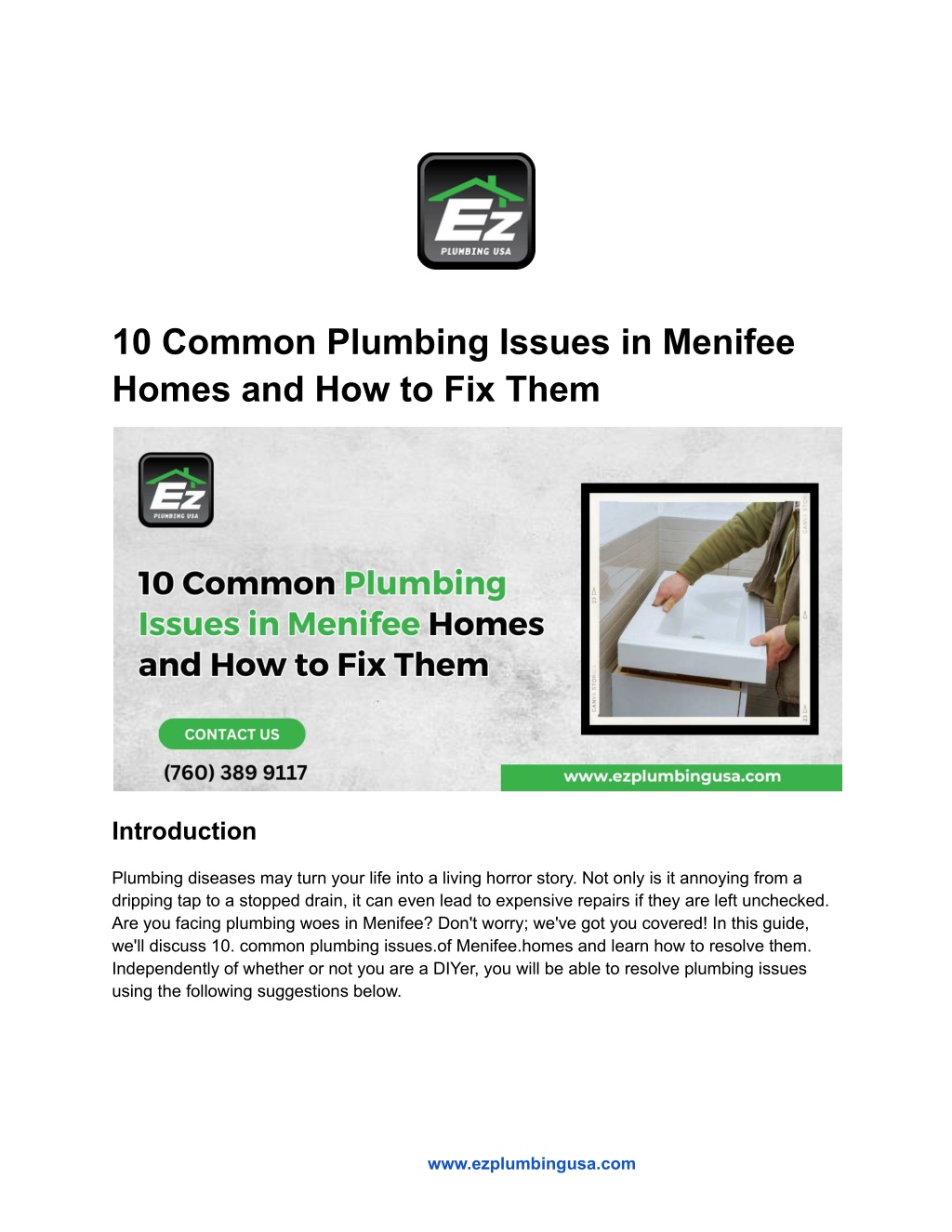 10 common plumbing issues in menifee homes l.w