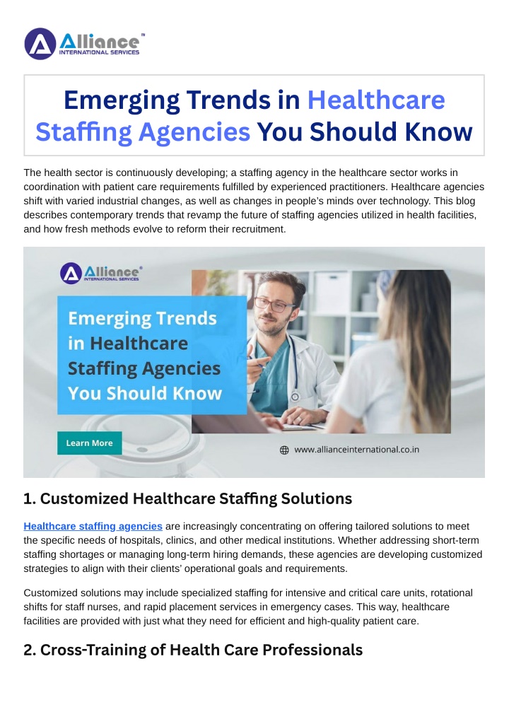 emerging trends in healthcare sta ng agencies n.w