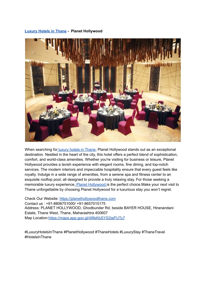 luxury hotels in thane planet hollywood n.w