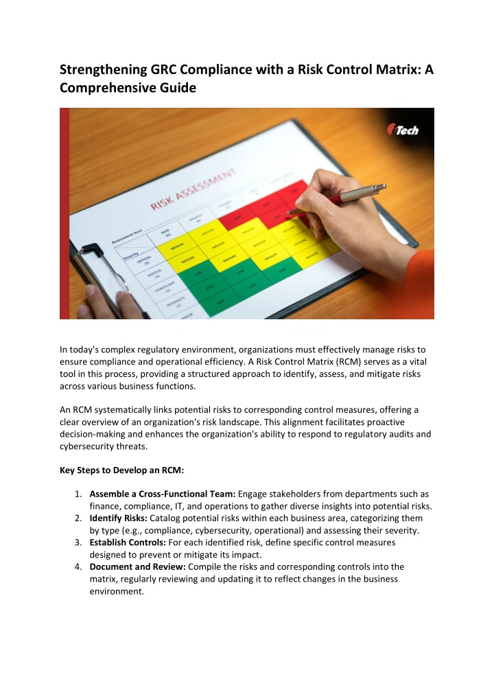 strengthening grc compliance with a risk control n.w