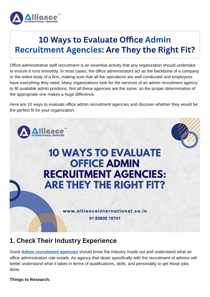 10 ways to evaluate o ce admin recruitment n.w