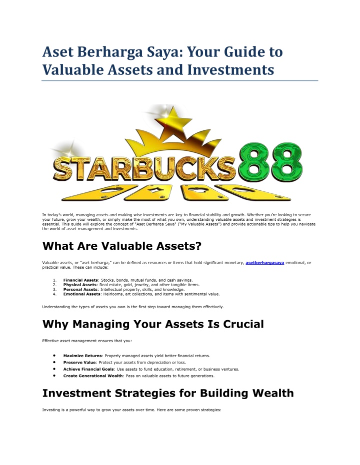 aset berharga saya your guide to valuable assets n.w