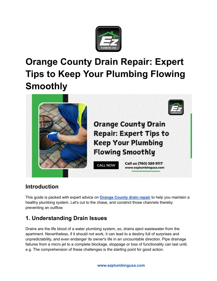 orange county drain repair expert tips to keep n.w