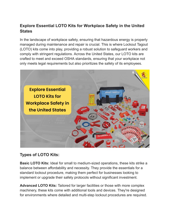 explore essential loto kits for workplace safety n.w