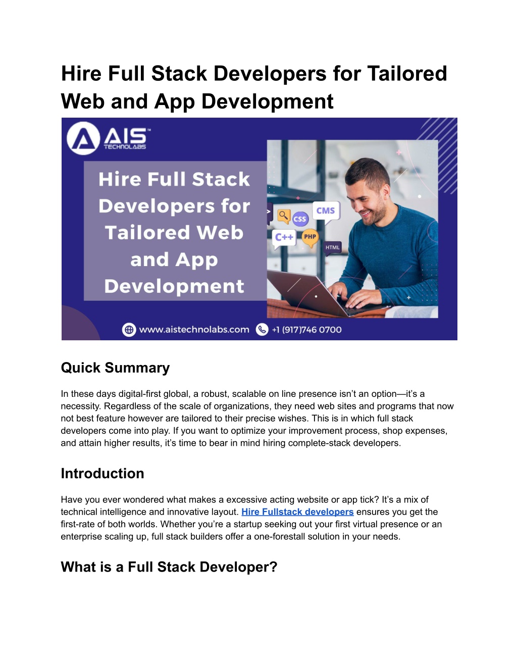 hire full stack developers for tailored l.w