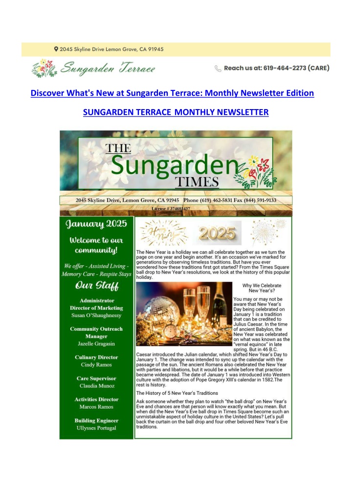 discover what s new at sungarden terrace monthly n.w