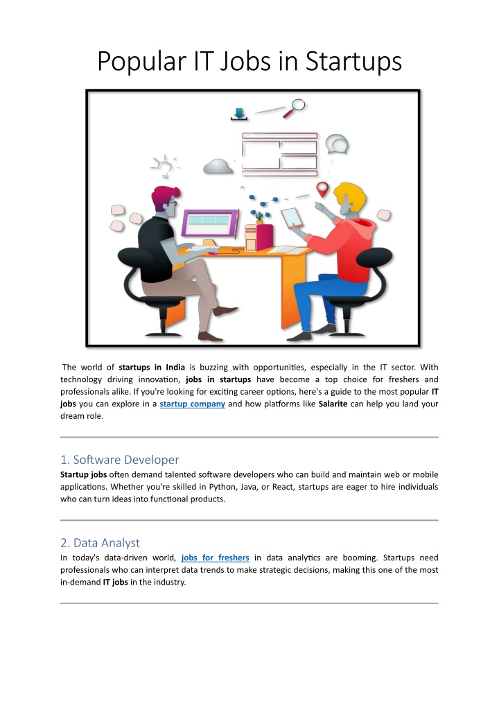 popular it jobs in startups n.w