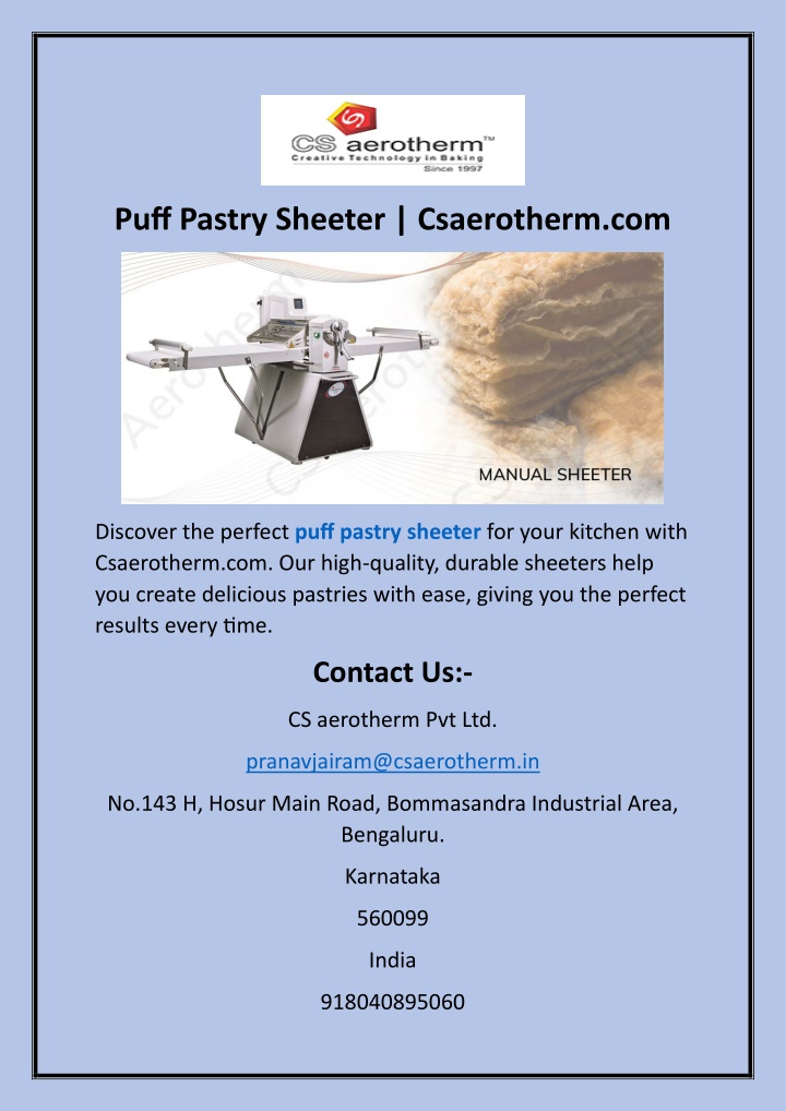 puff pastry sheeter csaerotherm com n.w