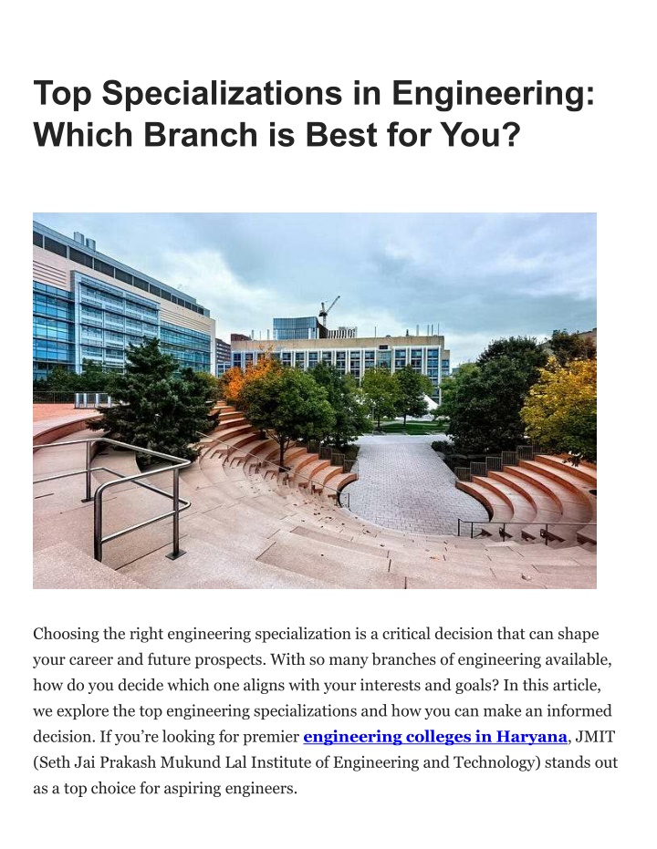 top specializations in engineering which branch n.w