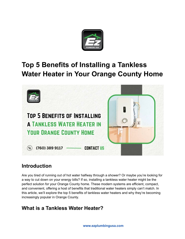 top 5 benefits of installing a tankless water n.w