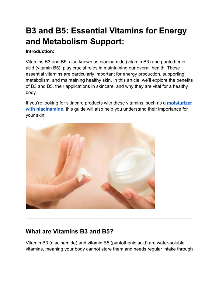 b3 and b5 essential vitamins for energy n.w