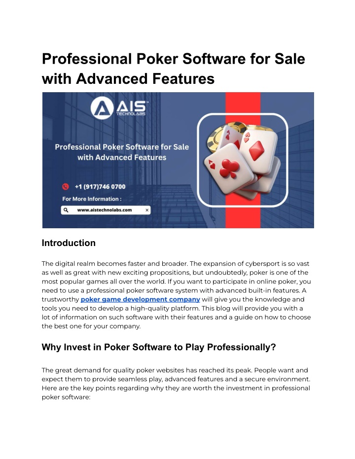professional poker software for sale with n.w