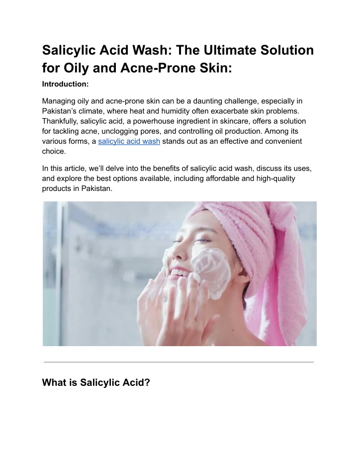 salicylic acid wash the ultimate solution n.w