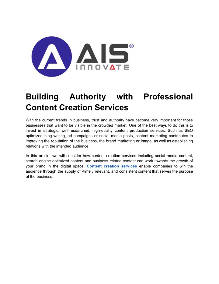 building content creation services n.w