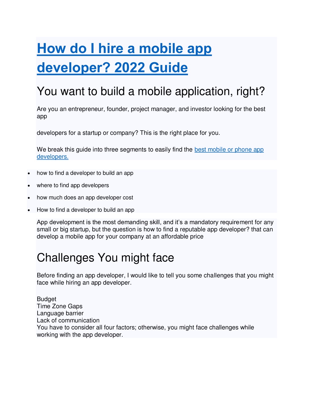 how do i hire a mobile app developer 2022 guide l.w