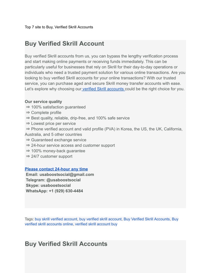 top 7 site to buy verified skrill accounts n.w