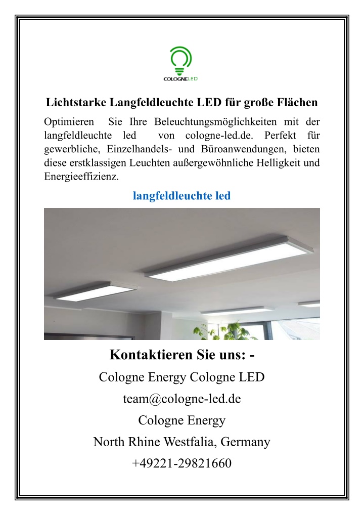 lichtstarke langfeldleuchte led f r gro e fl chen n.w