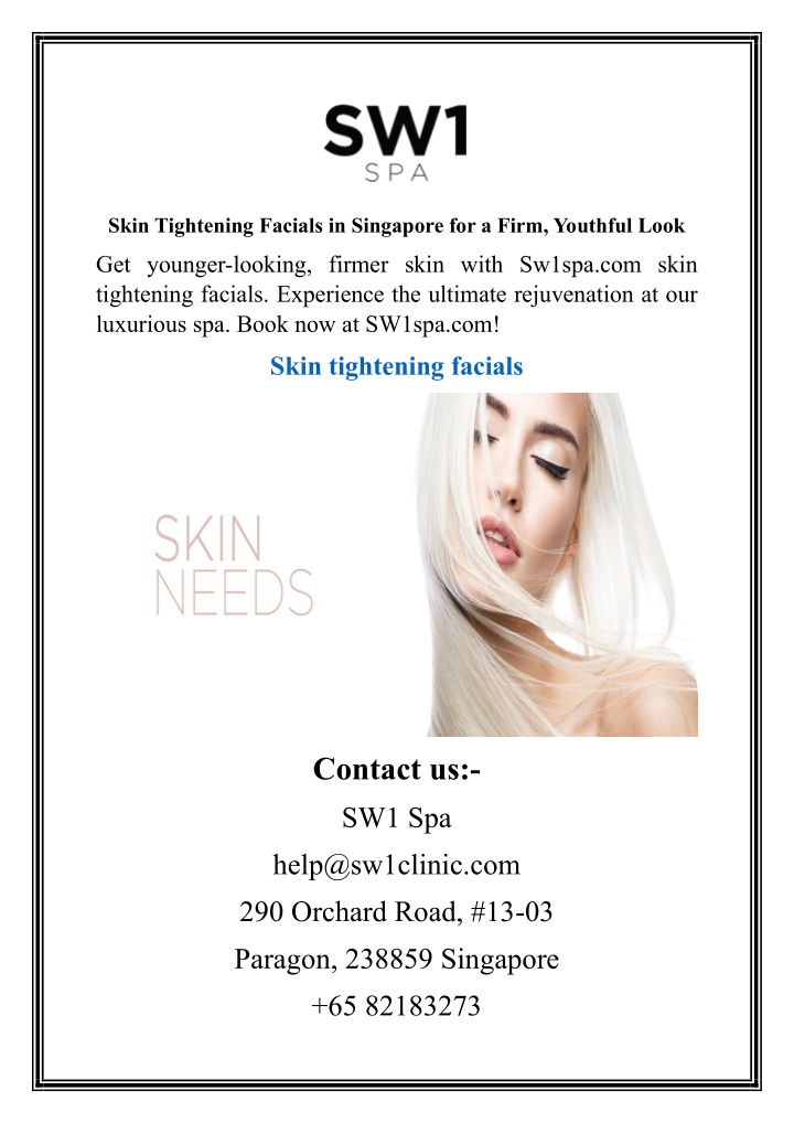 skin tightening facials in singapore for a firm n.w