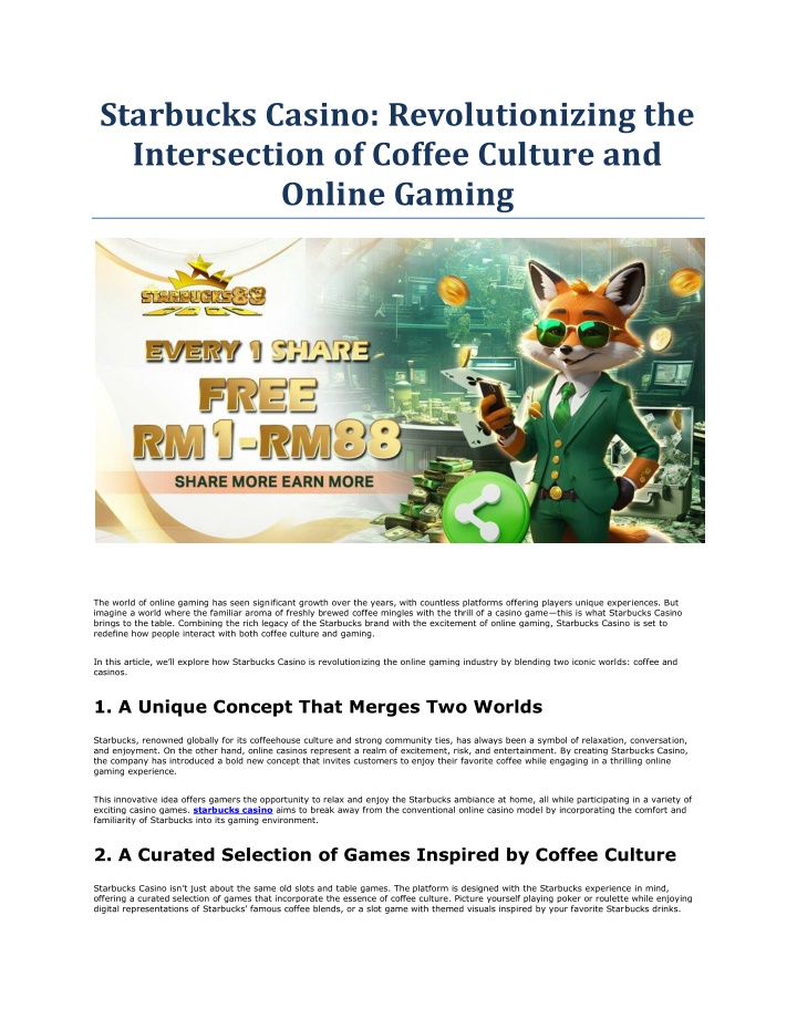 starbucks casino revolutionizing the intersection n.w