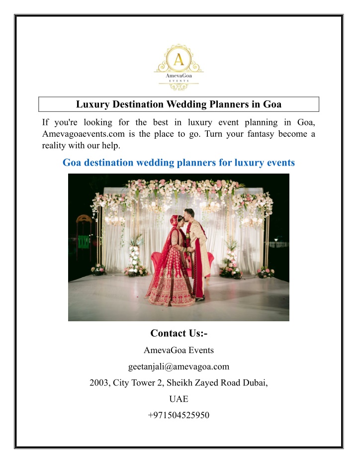 luxury destination wedding planners in goa n.w