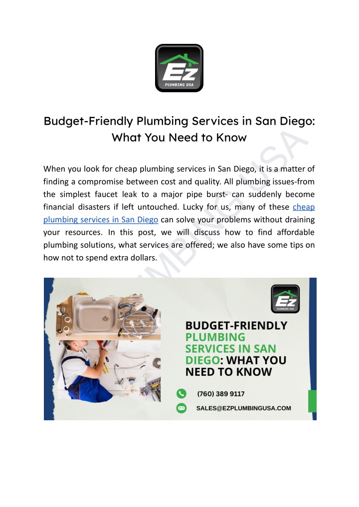 budget friendly plumbing services in san diego n.w