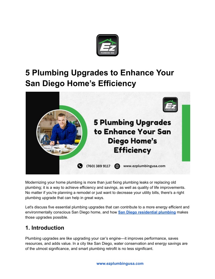 5 plumbing upgrades to enhance your san diego n.w