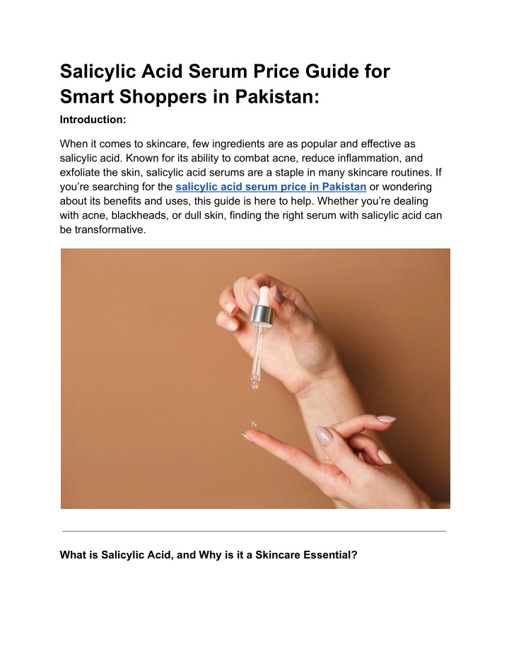 salicylic acid serum price guide for smart n.w