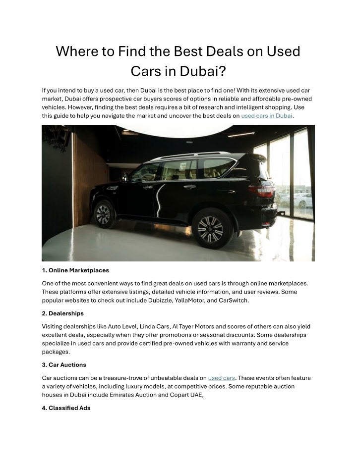 where to find the best deals on used cars in dubai n.w