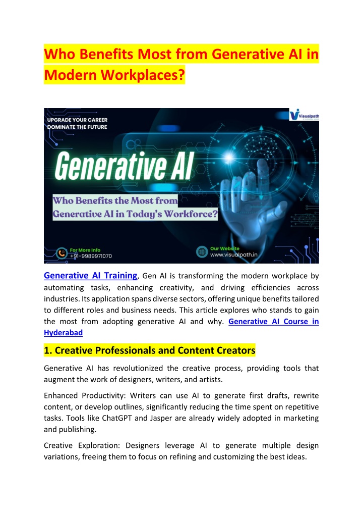 who benefits most from generative ai in modern n.w