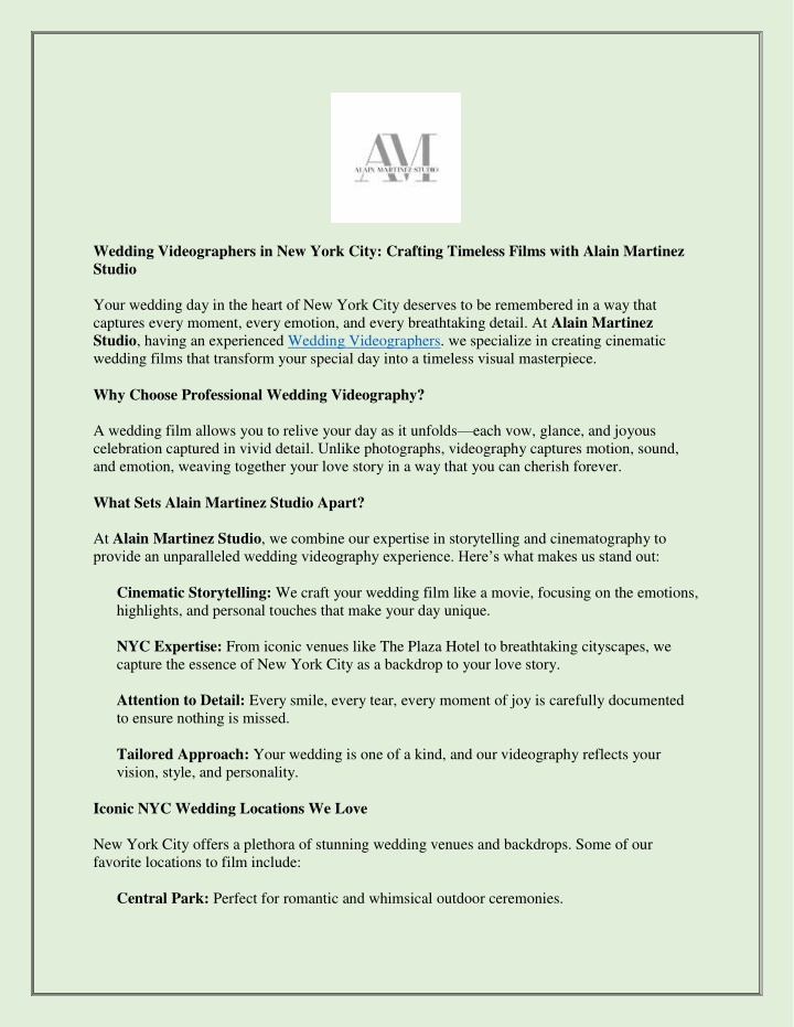 wedding videographers in new york city crafting n.w