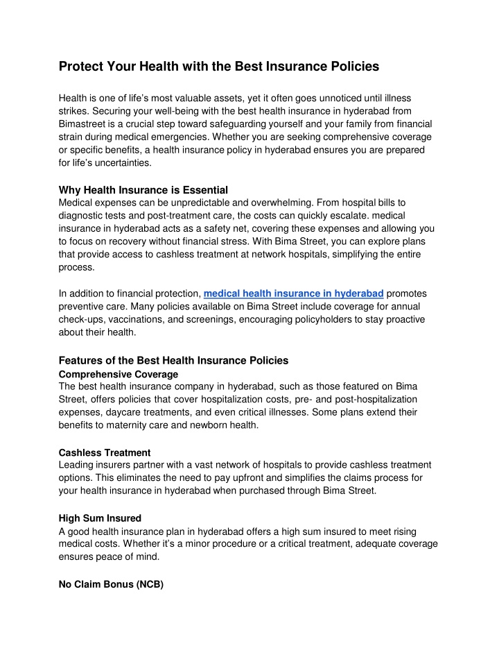 Protect Your Health with the Best Insurance Policies