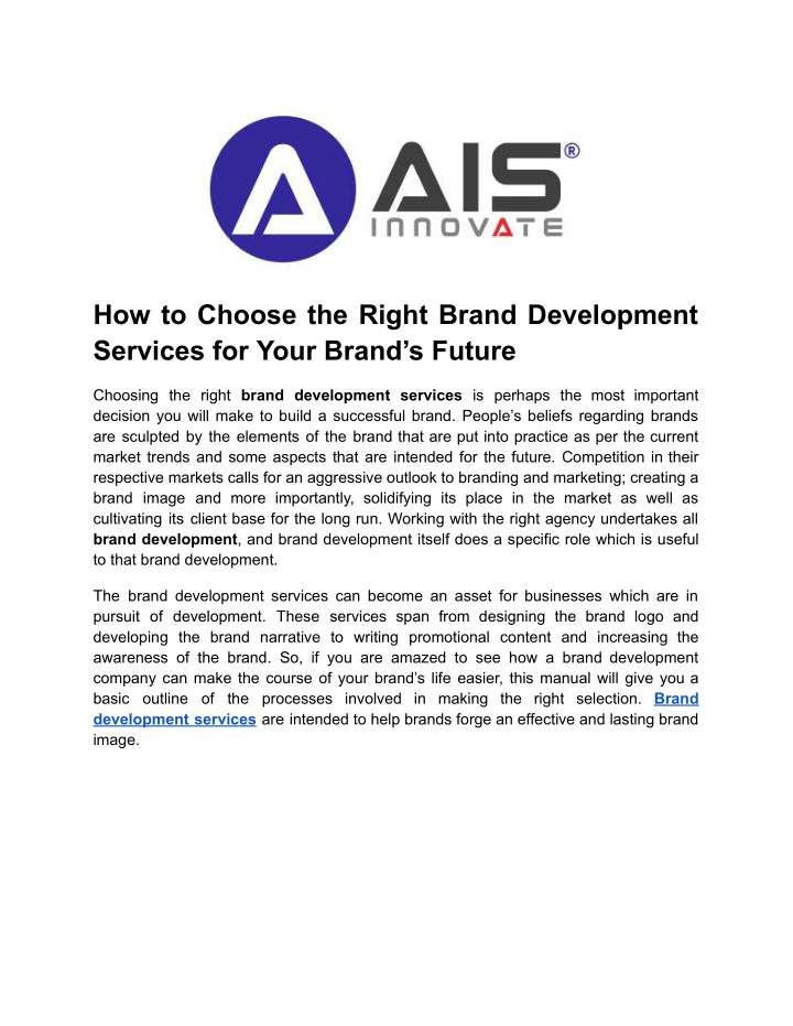 how to choose the right brand development n.w