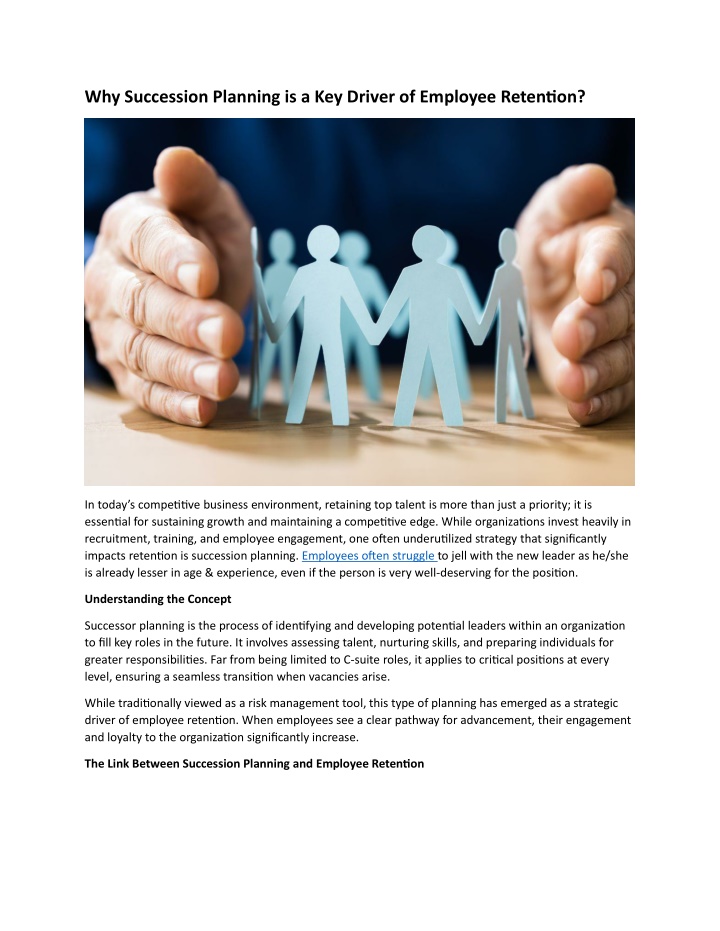 why succession planning is a key driver n.w