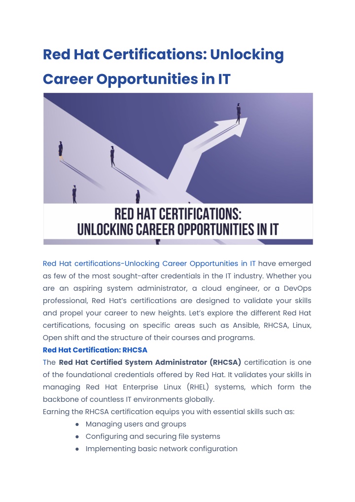 red hat certifications unlocking career n.w