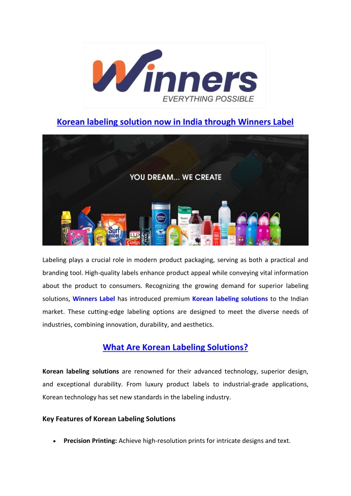 korean labeling solution now in india through n.w