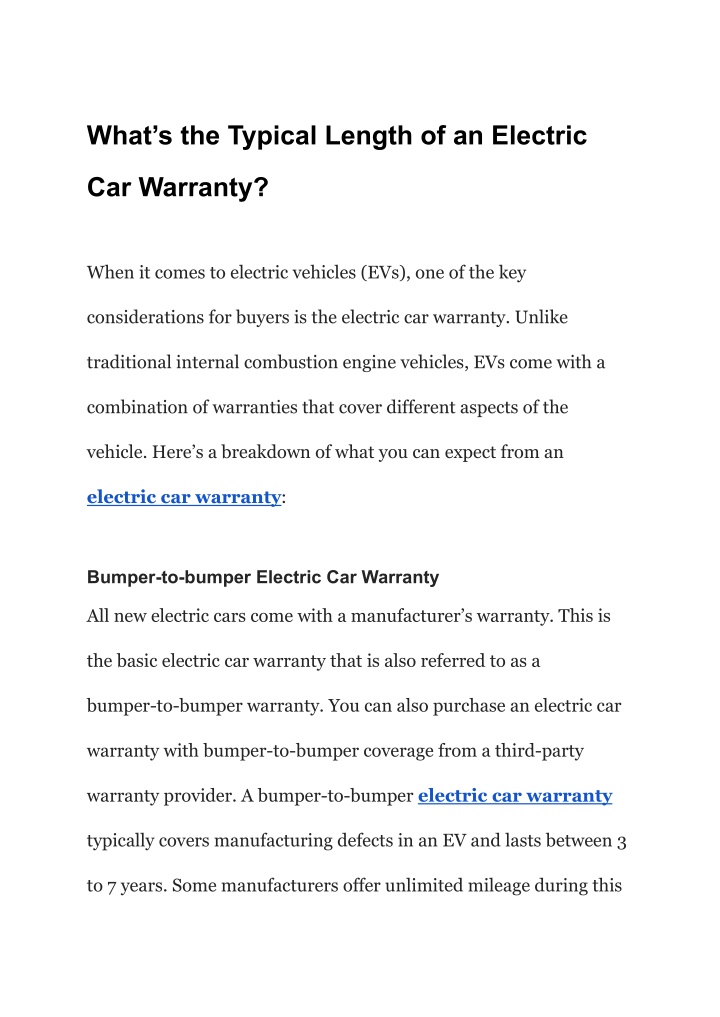what s the typical length of an electric n.w