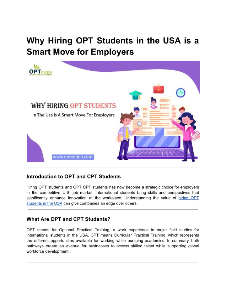 why hiring opt students in the usa is a smart n.w