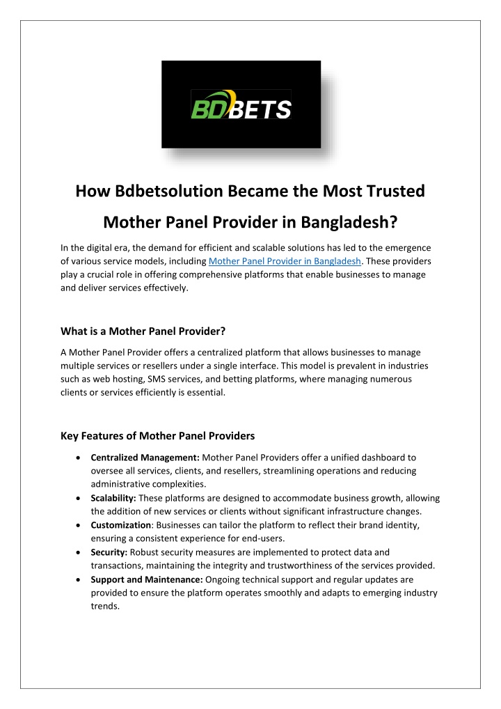 how bdbetsolution became the most trusted n.w
