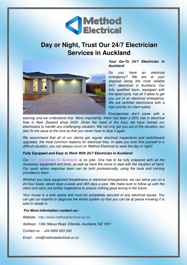 day or night trust our 24 7 electrician services n.w
