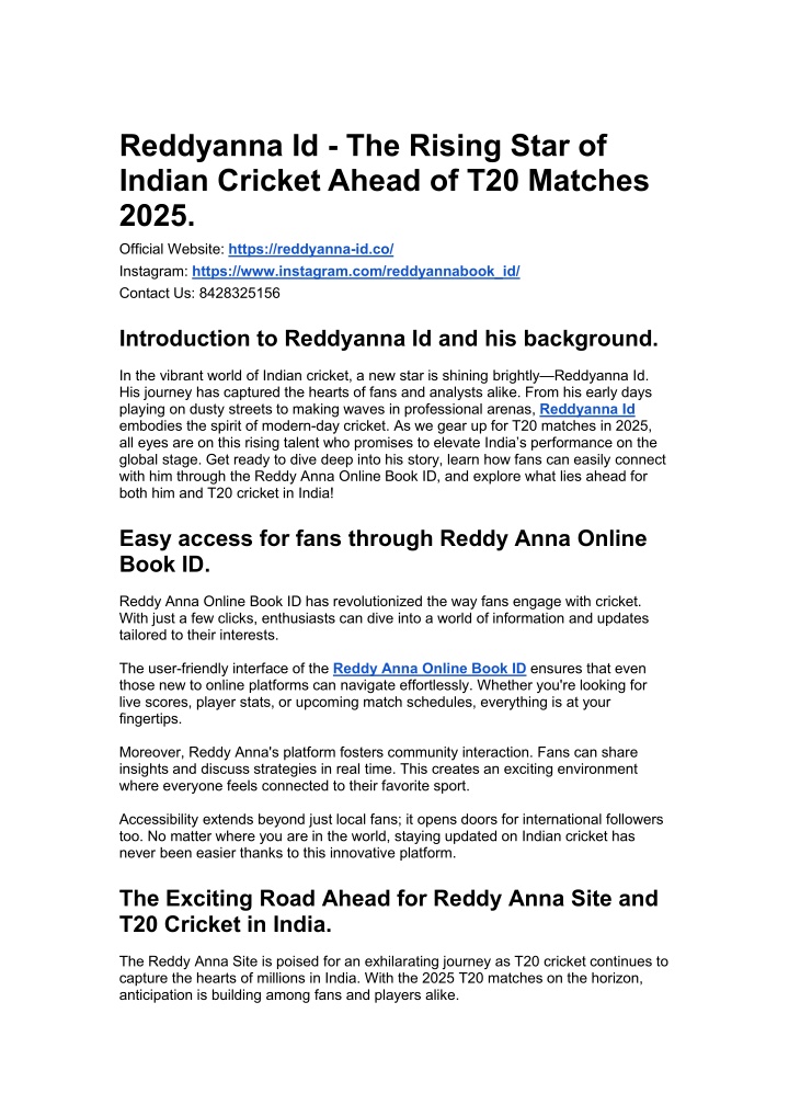reddyanna id the rising star of indian cricket n.w