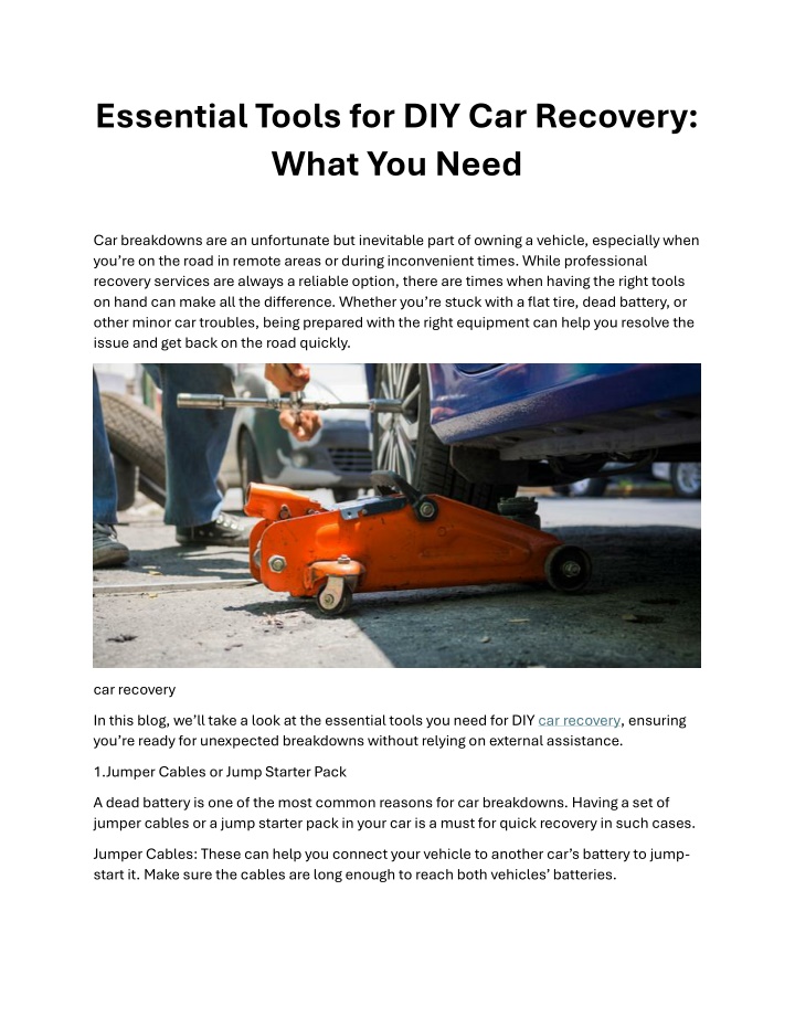 essential tools for diy car recovery what you need n.w