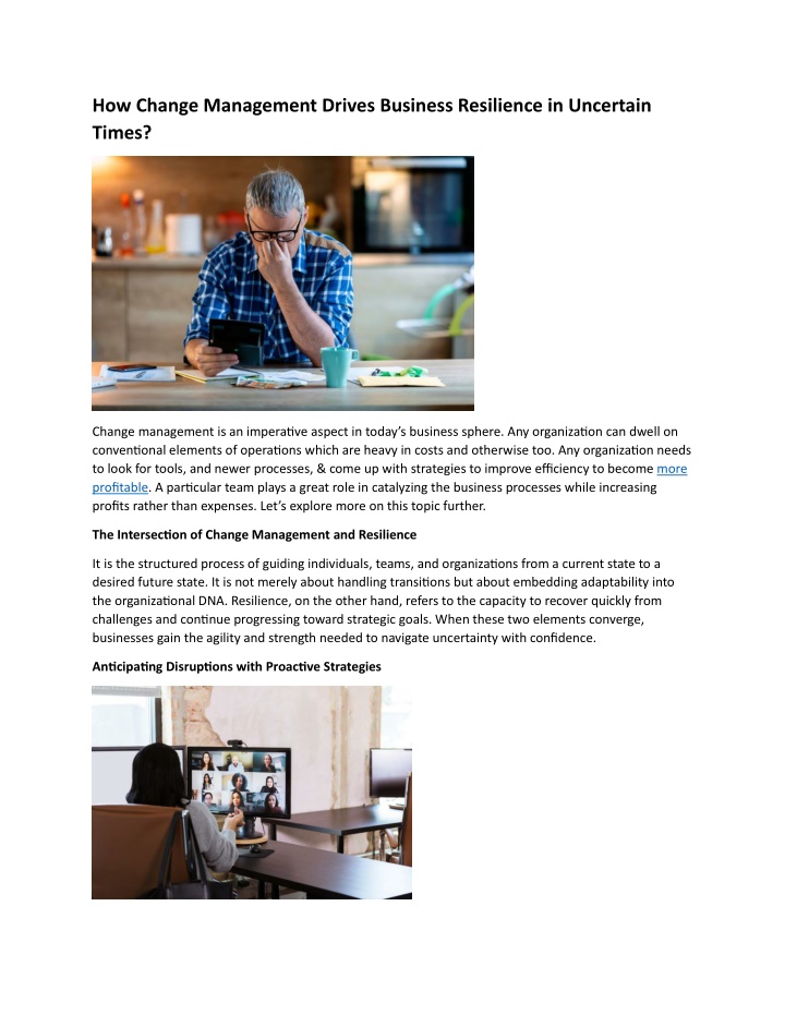 how change management drives business resilience n.w
