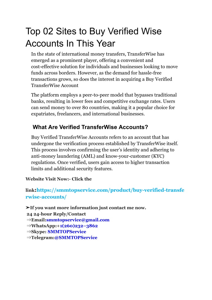 top 02 sites to buy verified wise accounts n.w