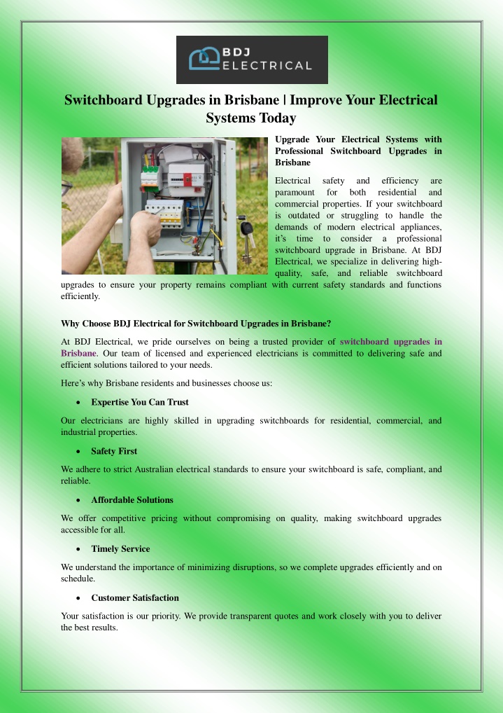 switchboard upgrades in brisbane improve your n.w