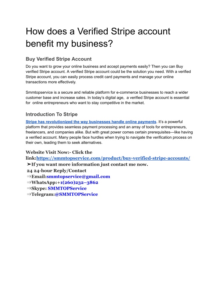 how does a verified stripe account benefit n.w