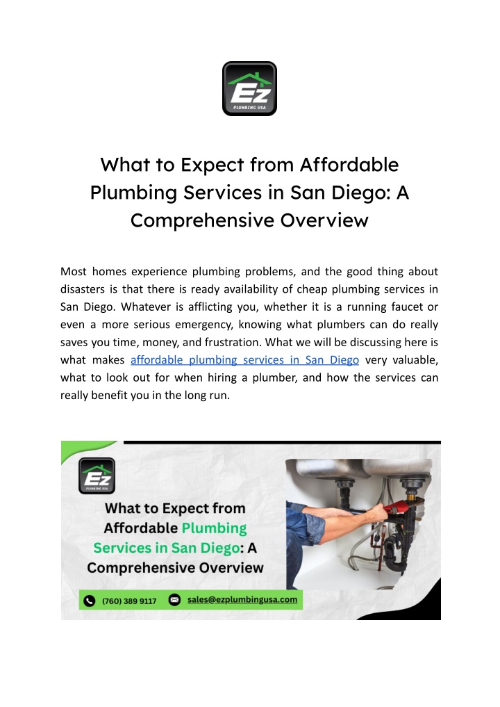 what to expect from a ordable plumbing services n.w