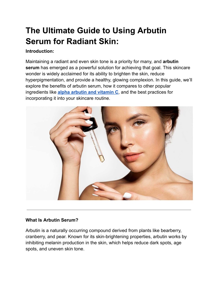 the ultimate guide to using arbutin serum n.w