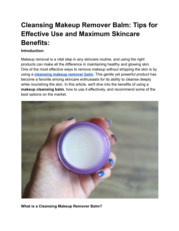 cleansing makeup remover balm tips for effective n.w